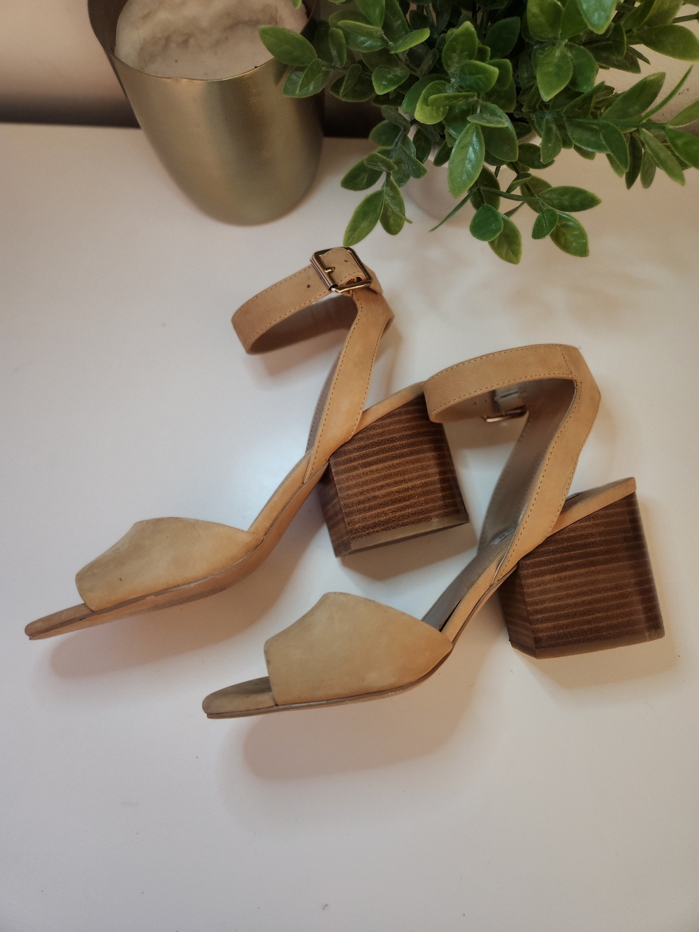 Steve Madden Tan Suede Ankle-Strap Block Heels - Picture 8 of 10